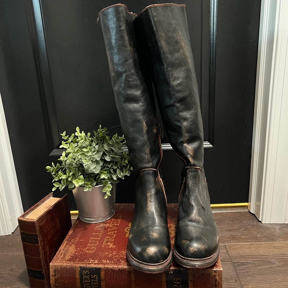Bed Stu Dark Brown Tall Riding Leather Boots - Picture 2 of 10
